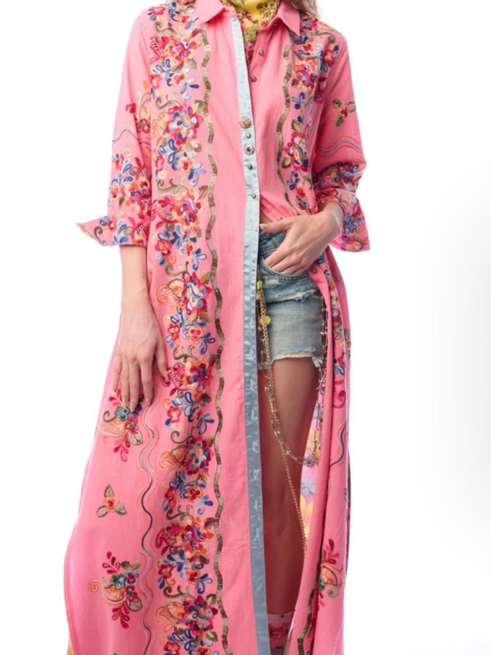 Aratta XS Pink Beauty Mark Button-Up Duster NWT MSRP $245